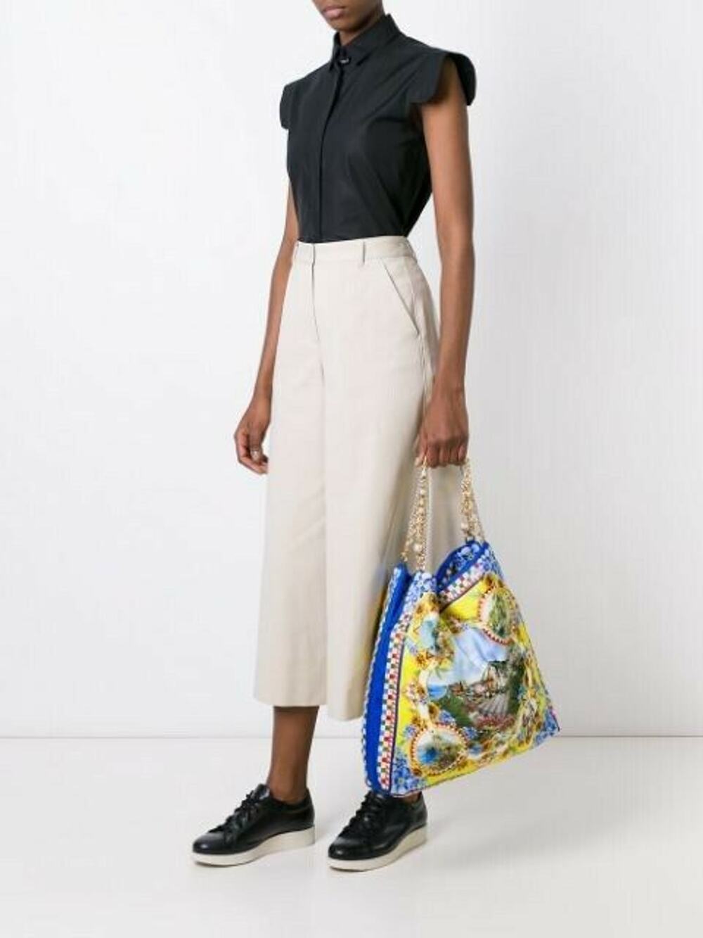 Dolce Gabbana Women 42 Wide Leg Chino Trousers Culottes Italy